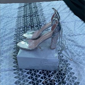 Sparkly rhinestone lace up heels
